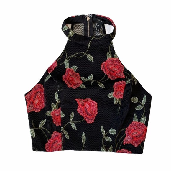 Forever 21 Tops - Forever 21 Floral Mesh Crop Top